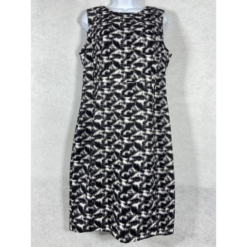 Calvin Klein‎ Dress Women's 14 Black White Sheath Geometric Sleeveless New